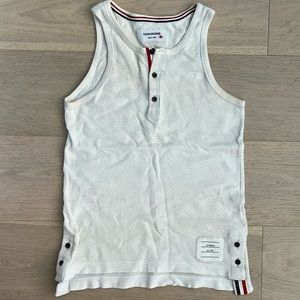 Thom Browne White Tank Top with Red & Navy Trim